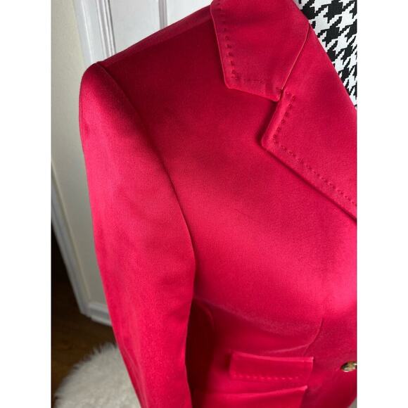 The Extreme Collection British Chic Size 38 Red Satin 2 Button Blazer - Picture 5 of 10
